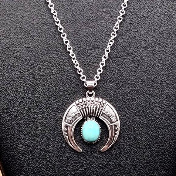 Amazon.com: BETHZA Turquoise Moon Necklace 925 Sterling  925 Silver Necklace w/ Turquoise Crescent Moon Pendant Women\'s Vintage Boho Gift